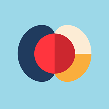 a vector logo of a venn diagram with three circles. Make them have the primary colors and the secondary colors where the circles overlap. Make this a crest. Modern, simple and elegant.