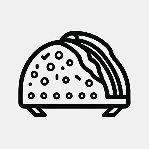 taco icon, simple outline, vector, clean, modern, hipster, black, white background, by Keith Herring