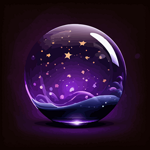 very simple vector logo of a glass orb containing purplish, starry gas