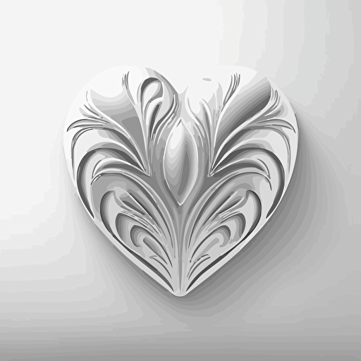 A heart on a white background, style vector back and white, silk shape