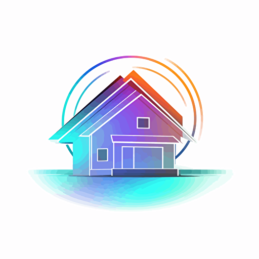 logo, house in changing light spectrum, minimalistic, vector. On white background