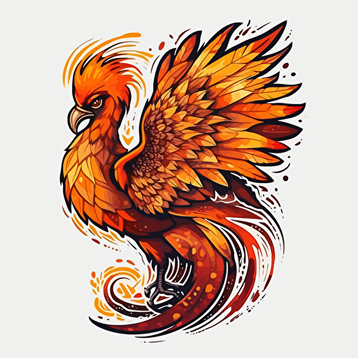 sports logo of a phoenix, highly detailed, vector art, defined sticker cutout, plain white background, 32k