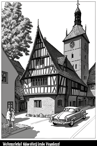 German village, pdf vector drawing
