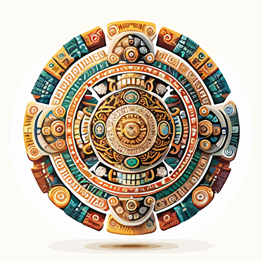 2d circular aztec symbol on white background vector painting
