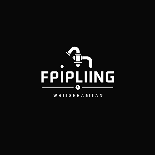 create a logo for plumbing company with pipes as letters, vector, solid black background, minimal, flat, simple, powerful