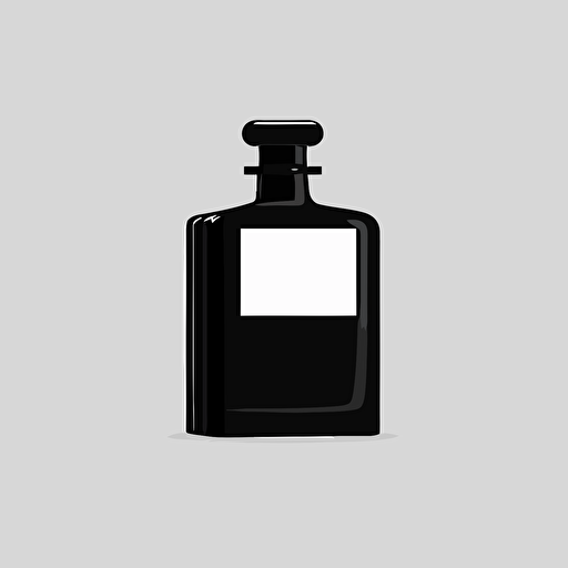 a vector logo of a black fragrance bottle, minimal, simple, flat design, white background
