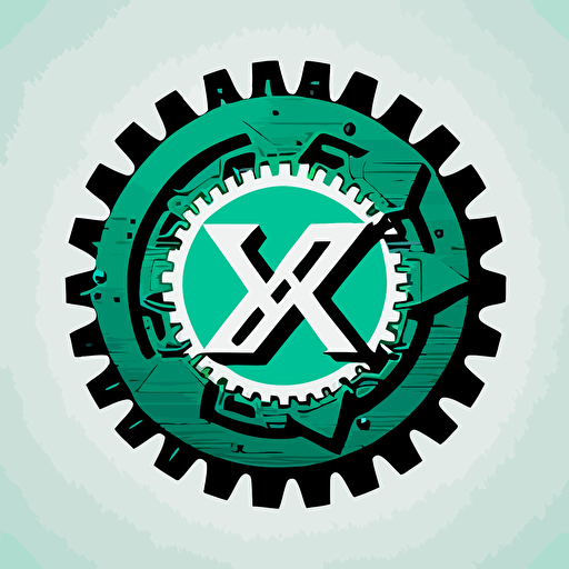 1 color logo of a gear with the letters "XYZ" in the center, simple, flat, vector art