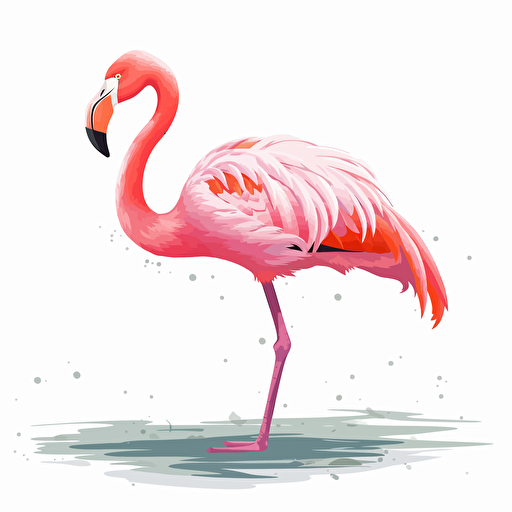 flamingo, detailed, cartoon style, 2d clipart vector, creative and imaginative, hd, white background