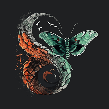 vector imagine half snake half butterfly
