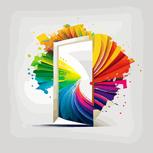 vector logo of an open door rainbow colors on white background