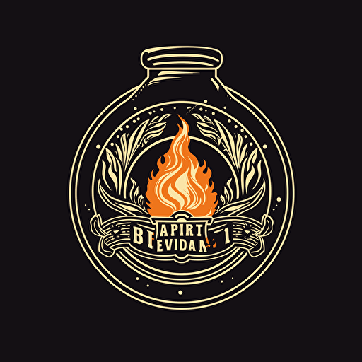vector round logo sticker a bottle with a flame on the cap elaborate