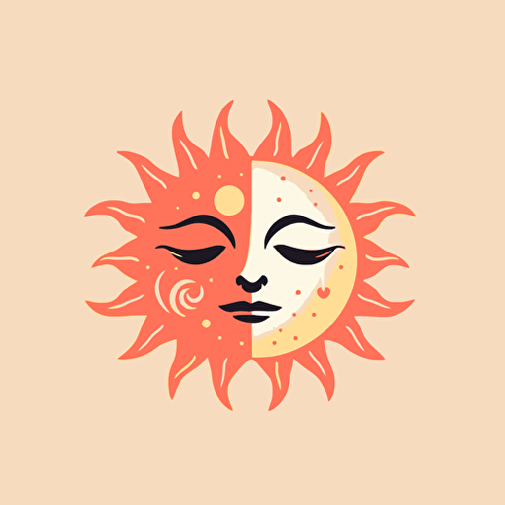 sun and moon together vector icon, minimalistic