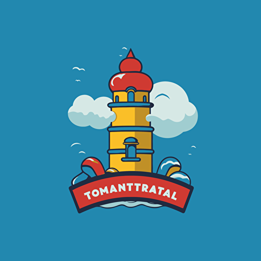 Logo design, flat, vector, 2D, Generate a logo for an event rental agency specializing in inflatable castles. The logo should feature an image of a tornado to represent the element of air. The dominant color of the logo should be blue to evoke a fresh and playful atmosphere. The font style should be clear and legible. The logo should also include the name of the agency and a subtitle if necessary. Add additional details such as elements of inflatable castles or balloons to reinforce the festive aspect of the agency.