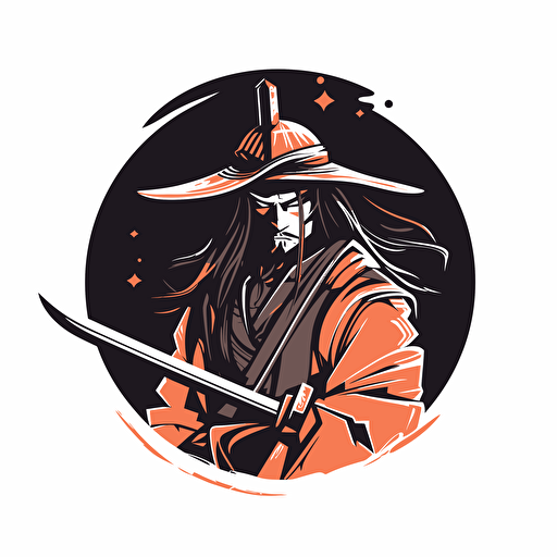 vector logo of a samurai, few pixels, small image, illustration