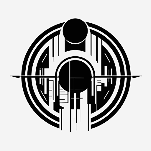 retro,abstract,futuristic iconic logo of a techno party , black vector, white background