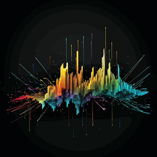 soundwave, vector art, logo, colorfull, black background