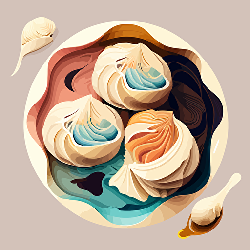 vector art colorful, xiao long bao