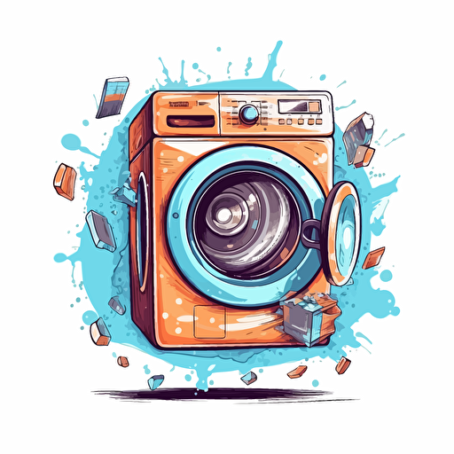 washing machine jumping vector illustration