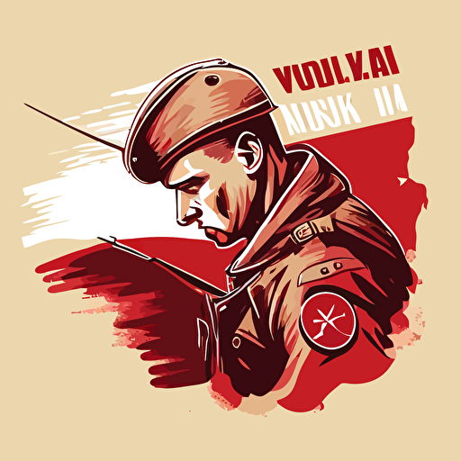vector illustrated logo of polish soldier during world war 2