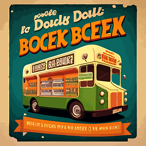 an amazing advert design for a double deckerbus. Food. Takeaway. Vector