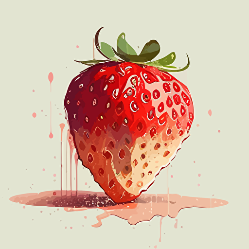 a drawing of a strawberry placed on a white background, in the style of impressionist colorism, light red and dark beige, flickr, organic textures, james gilleard, simplistic vector art, high detail