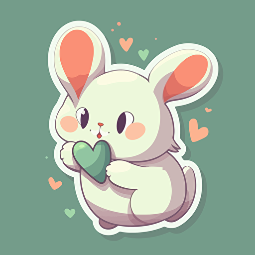 sticker flat vector art,2D bunny, baby bunny flirting,cute,colorful disney-inspired