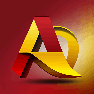 logo combining letter "AICS", fancy, vector, flat 2d, deep red and deep yellow,