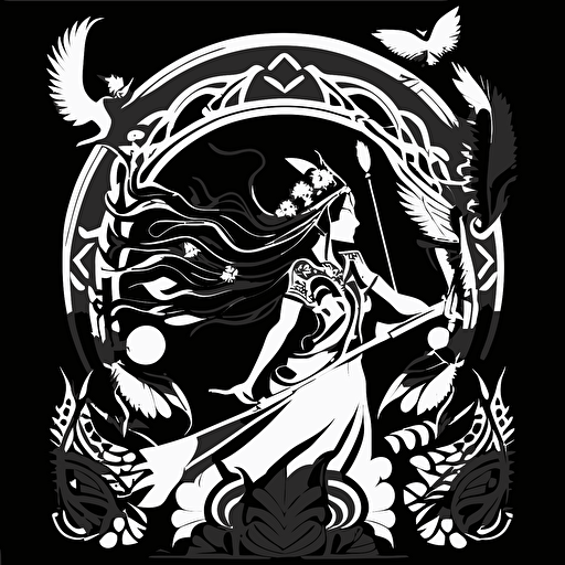 create a borderless wallpaper border design based on japanese ainu patterns and apache gaan dancer crown images and symbols black and white vector