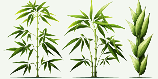 three little medium and large bamboo shoots in vector draw style