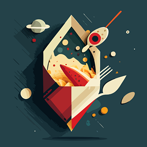 Rocket lunch with geometric line, vector