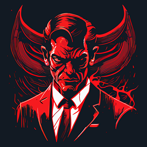 Stylized vector drawing, Satan as a businessman
