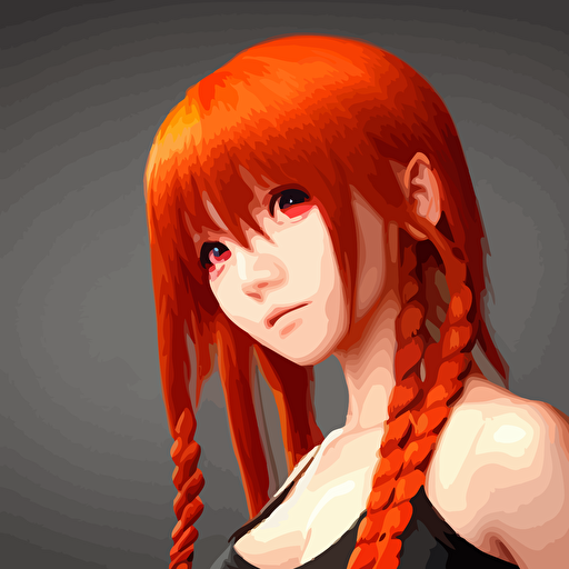 render beautiful 3d anime girl long braided orange red hair hazel eyes round face short smile cinematic lightning medium shot mid shot highly detailed trending artstation unreal engine 4k cinematic wallpaper