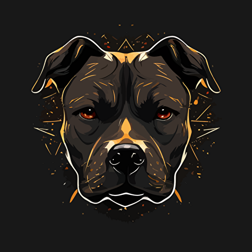 iconic logo of a pitbull with x in eyes, vector, on black bakground