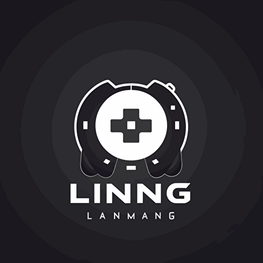 minimalstic vector logo with game pad . under logo letters "LNG", gaming style,