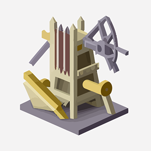 a medieval siege machine icon, basic shapes, simple, vector, clean white background