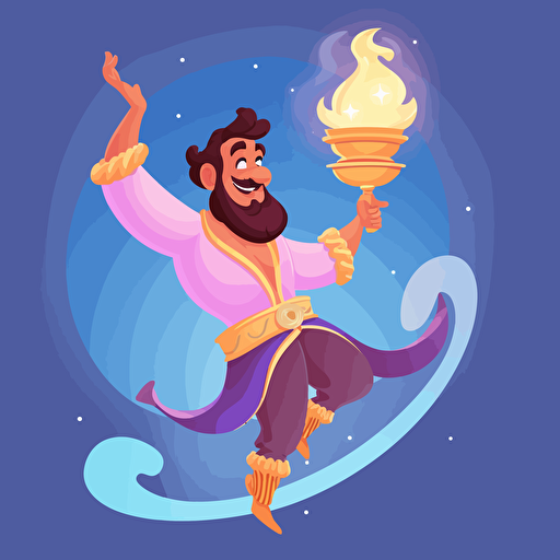 genie from the lamp. vector flat illustration