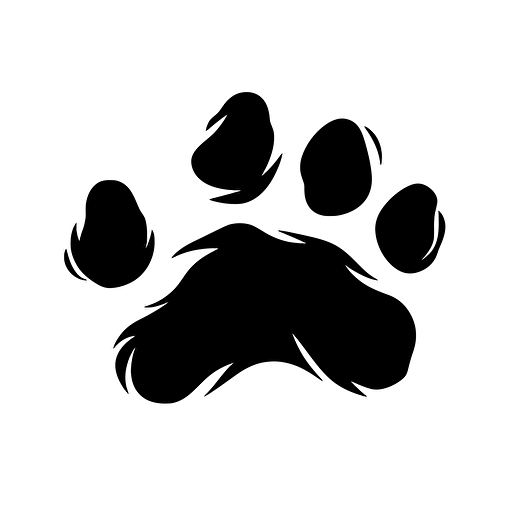 simple 2d vector silhouette dog paw print