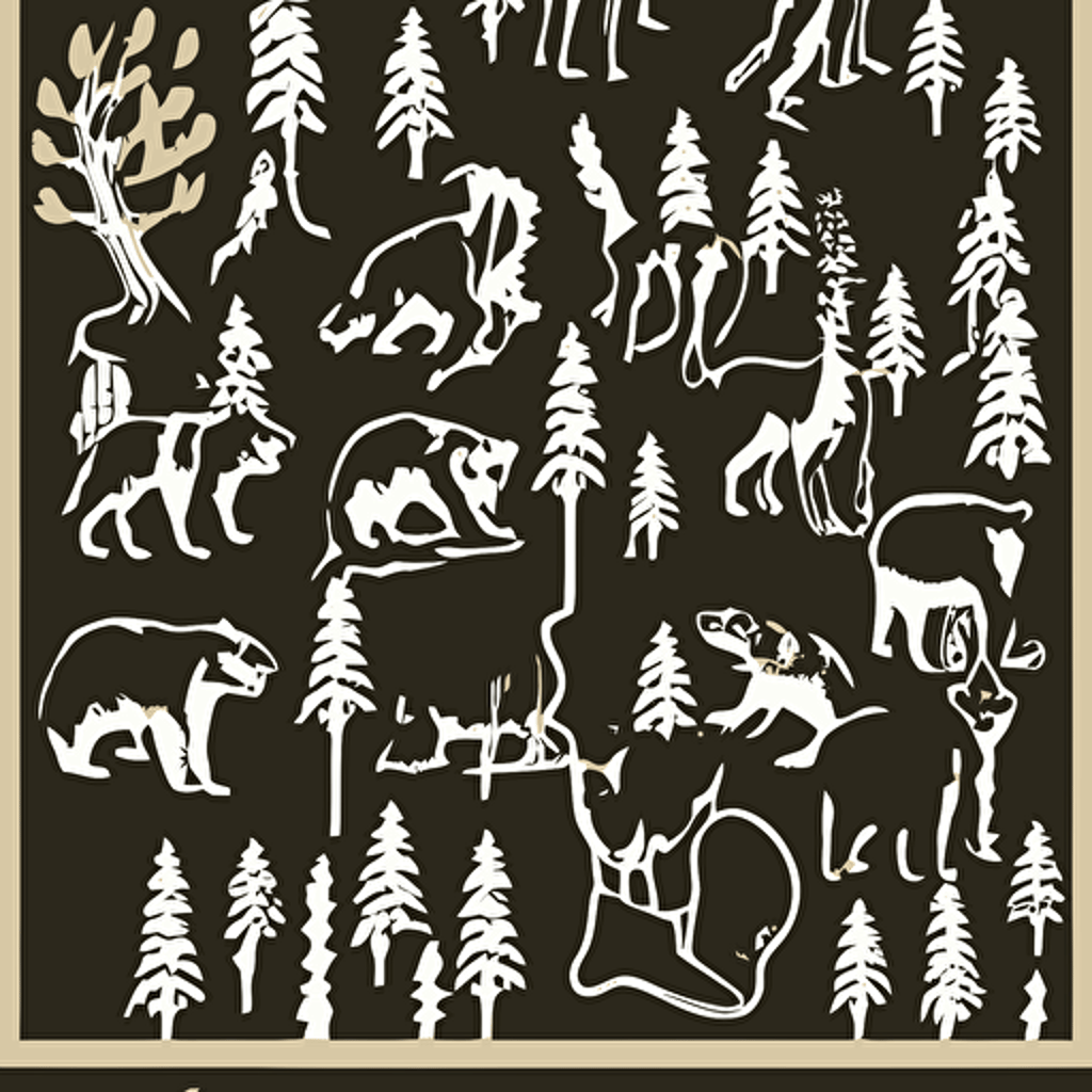 laser cut animal vector image bear wildlife stencils forest landscape