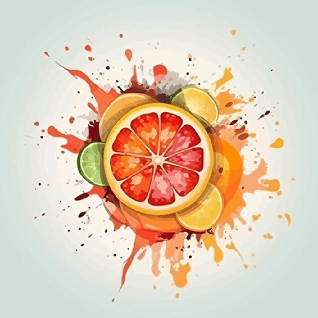 logo design explosion of orange, grapefruit, lemon, symbol of power, universal, vector 4h hd