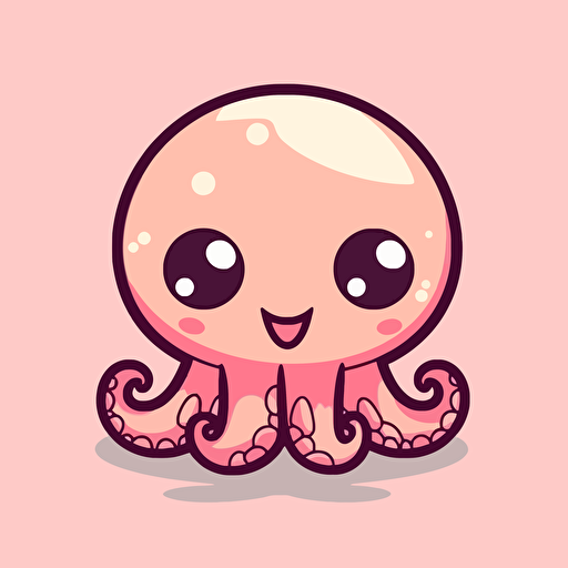 cute chibi anime ocotopus logo, pink and smiling, flat image, simple design, friendly energy, inviting, happy, vector image