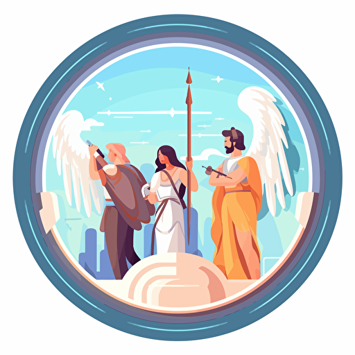 2d vector icon. holy hunters searching for glory. white background