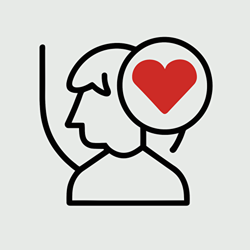 simple pictogram representing customer loyalty with a heart, line, vector