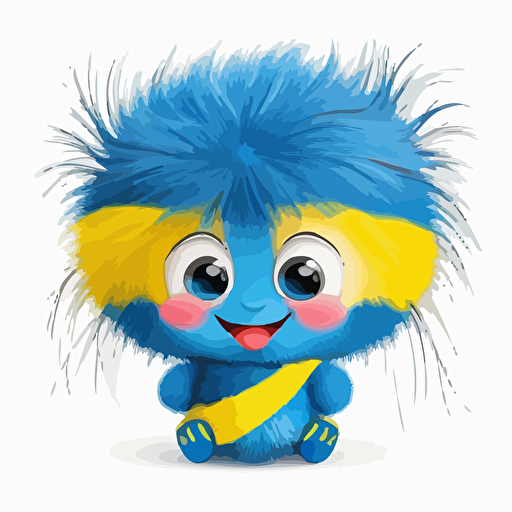 A gorgeus baby fur republican, smiling, ukranian colors, white background, vector art , pixar style
