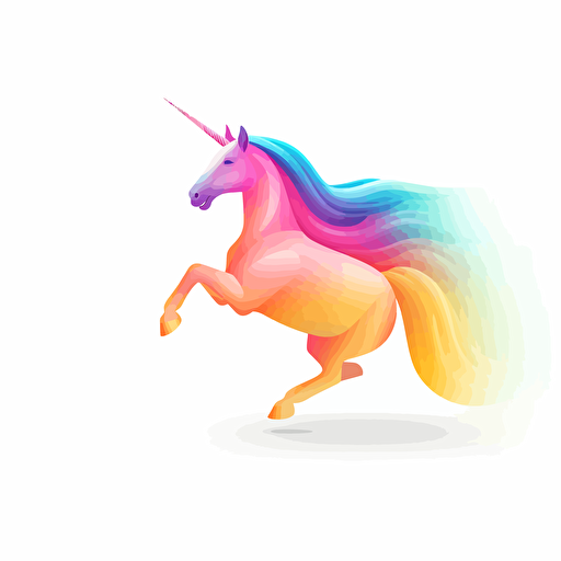 a clean gradient background. With a vector unicorn sprinting forward.