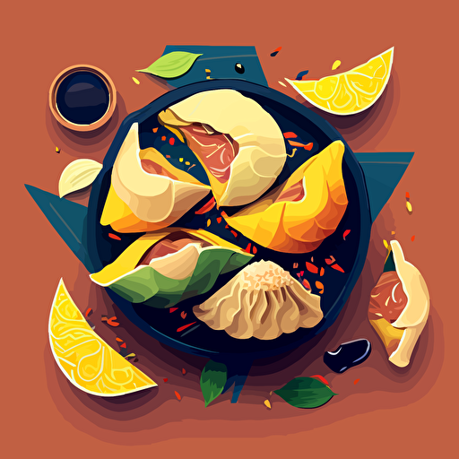 colorful vector art, chinese dumplings