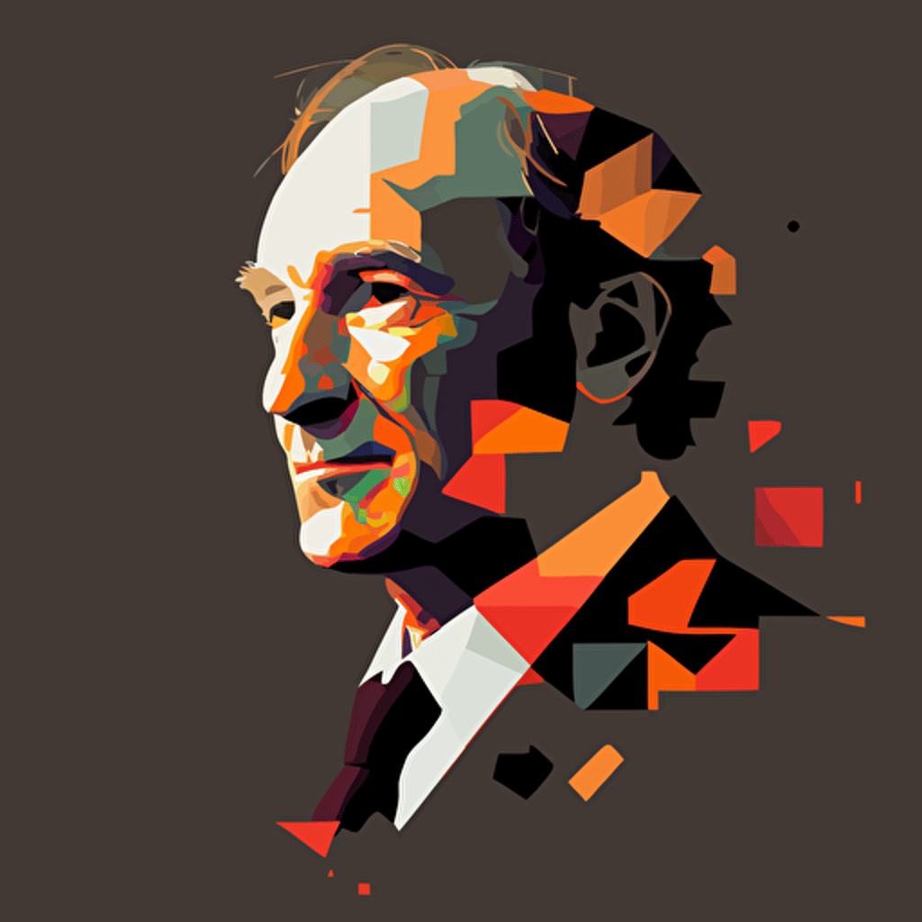 Tim Berners-Lee as flat vector art, black background