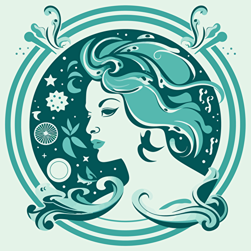 create a retro aquarius zodiac sign, vector ,white clipart