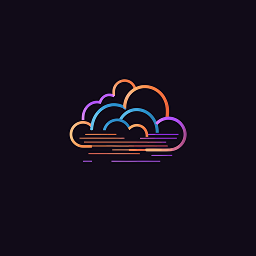 minimal line logo of a cloud, vector, dark background, tech