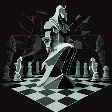 2d vector illustration geometric of a chess board focused on a knight