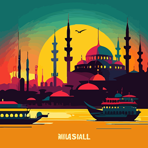 instanbul bright colours simple vector art